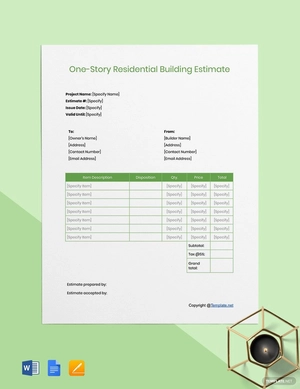 Blank Construction Estimate Template