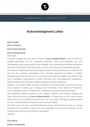 Free Acknowledgment Letter Template to Edit Online