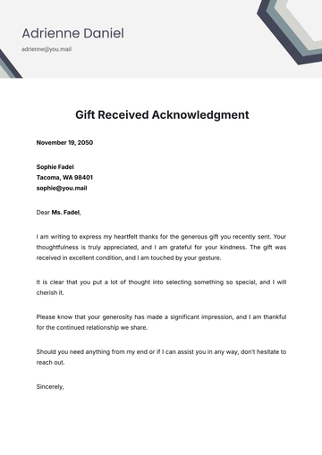 Free Gift Received Acknowledgment Template to Edit Online
