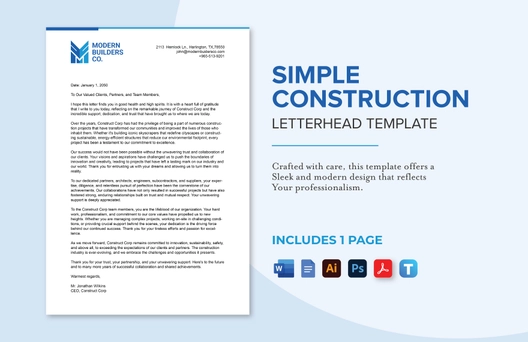 Simple Construction Letterhead Template