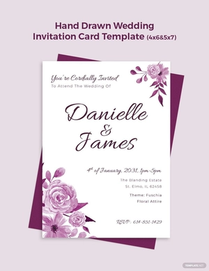 Hand Drawn Wedding Invitation Card Template
