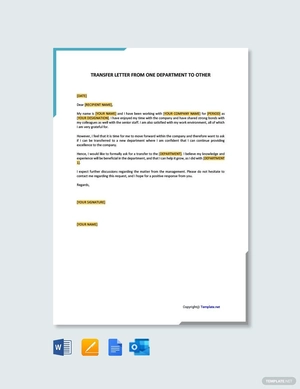 Transfer Letter from One Department to Other