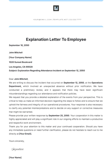 Free Explanation Letter To Employee Template to Edit Online
