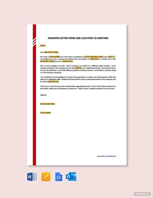 Transfer Letter from One Location to Other