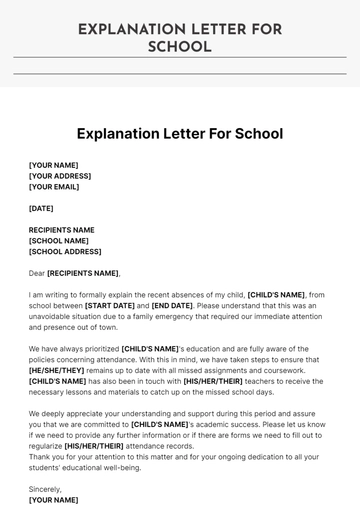 Free Explanation Letter For School Template to Edit Online