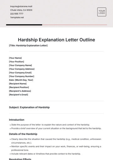 Free Hardship Explanation Letter Outline Template to Edit Online