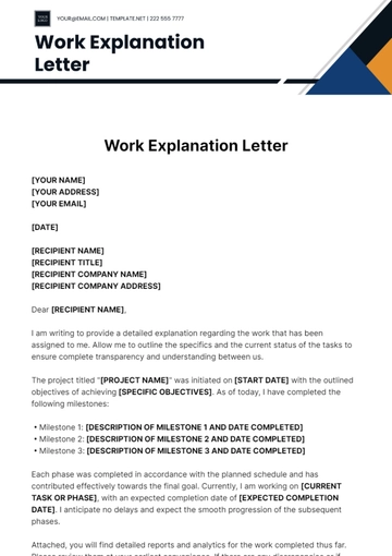 Free Work Explanation Letter Template to Edit Online