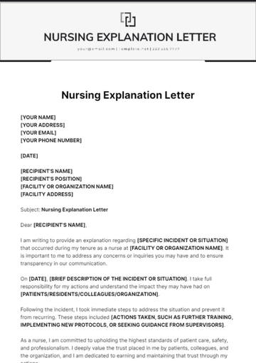 Free Nursing Explanation Letter Template to Edit Online