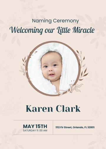 Free Unique Naming Ceremony Invitation Template to Edit Online