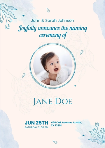 Free Naming Ceremony Announcement Invitation Template to Edit Online