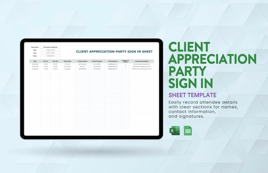 Client Appreciation Party Sign in Sheet Template Client Appreciation Party Sign in Sheet Template