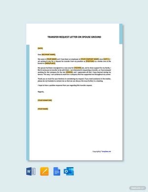 Transfer Request Letter on Spouse Ground