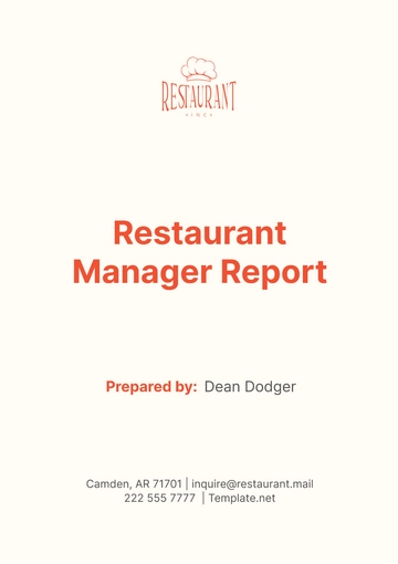 Free Restaurant Manager Report Template to Edit Online