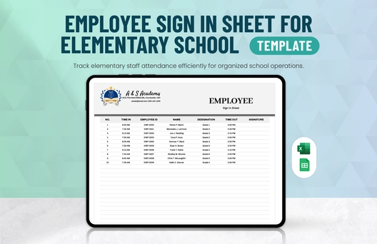 Employee Sign in Sheet For Elementary School Template