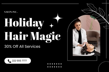 Free Salon Hair Stylist Holiday Specials Banner Template to Edit Online