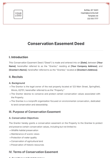 Free Conservation Easement Deed Template to Edit Online