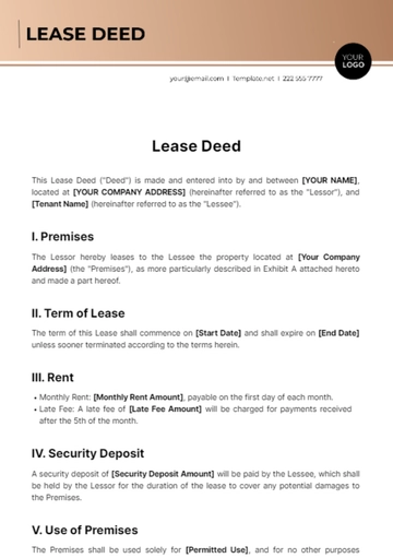 Free Lease Deed Template to Edit Online