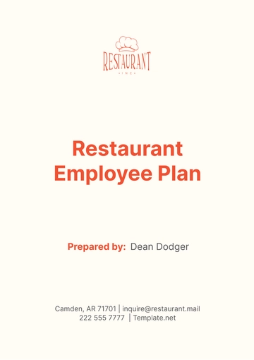 Free Restaurant Employee Plan Template to Edit Online