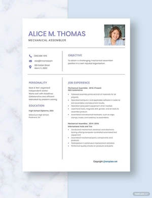 Mechanical Assembler Resume