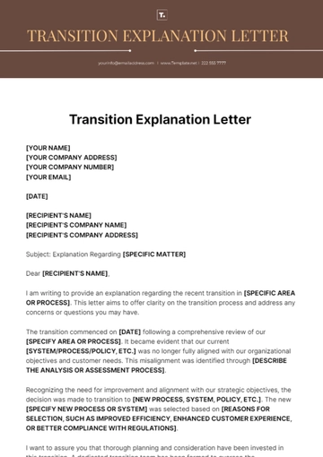 Free Transition Explanation Letter Template to Edit Online