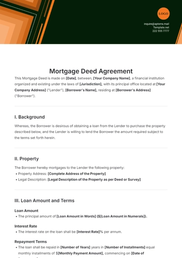 Free Mortgage Deed Template to Edit Online