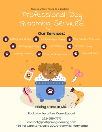 Free Dog Grooming Flyer to Edit Online