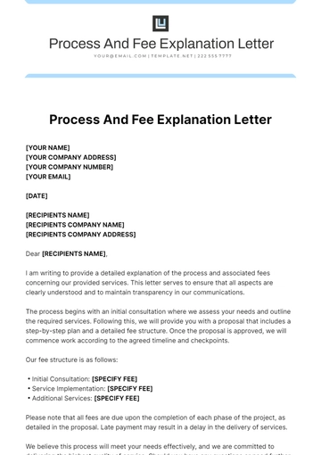 Free Process And Fee Explanation Letter Template to Edit Online
