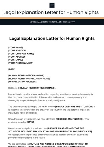 Free Legal Explanation Letter For Human Rights Template to Edit Online