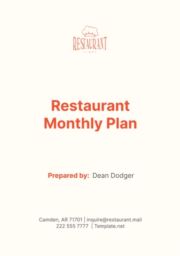 Free Restaurant Monthly Plan Template to Edit Online