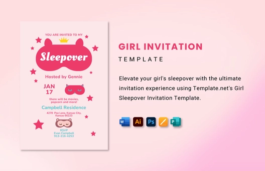 Girl Sleepover Invitation Template
