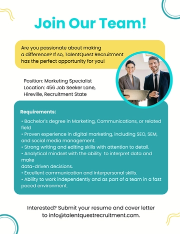 Free Job Advertisement Flyer Template to Edit Online