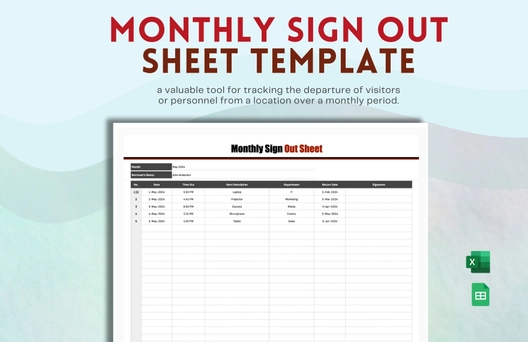 Monthly Sign Out Sheet Template
