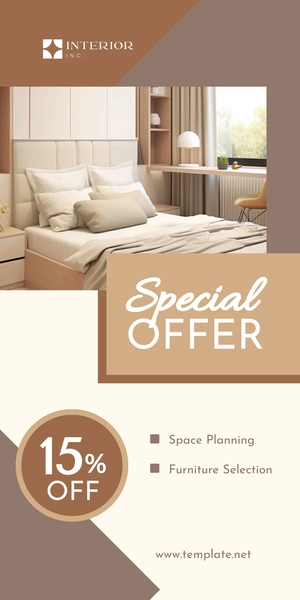 Free Bedroom Interior Design Rollup Banner Template to Edit Online