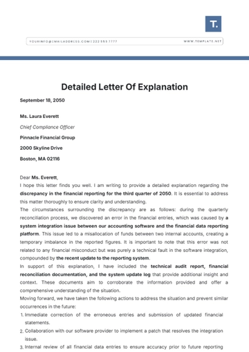 Free Detailed Letter Of Explanation Template to Edit Online
