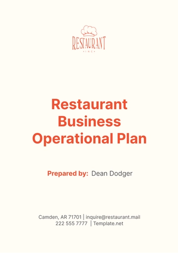 Free Restaurant Business Operational Plan Template to Edit Online