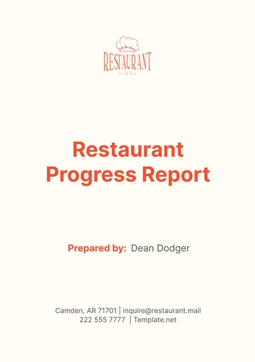Free Restaurant Progress Report Template to Edit Online