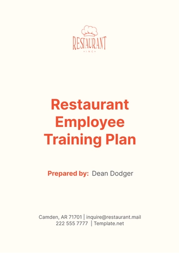 Free Restaurant Employee Training Plan Template to Edit Online