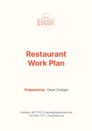 Free Restaurant Work Plan Template to Edit Online