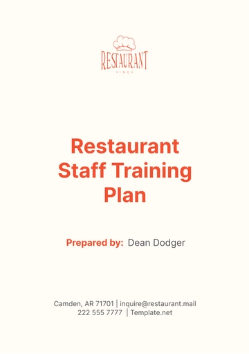 Free Restaurant Staff Training Plan Template to Edit Online