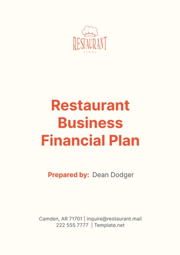 Free Restaurant Business Financial Plan Template to Edit Online