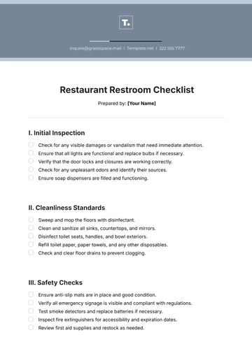 Free Restaurant Restroom Checklist Template to Edit Online