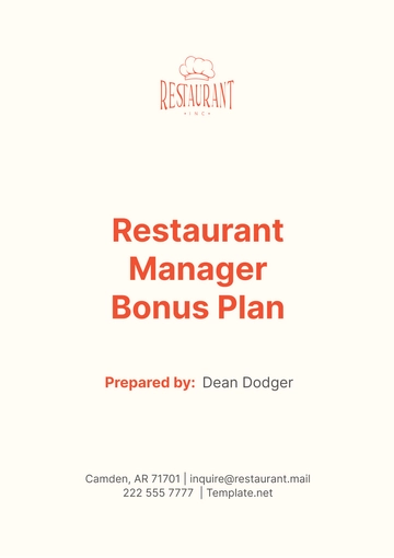 Free Restaurant Manager Bonus Plan Template to Edit Online
