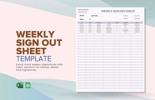 Weekly Sign Out Sheet Template