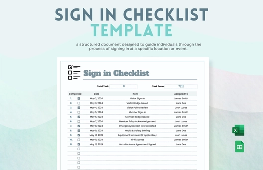 Sign in Checklist Template