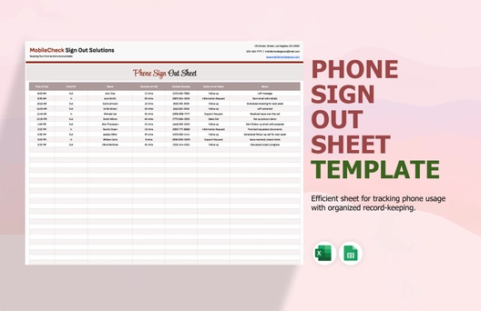 Phone Sign Out Sheet Template