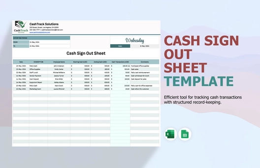 Cash Sign Out Sheet Template Cash Sign Out Sheet Template