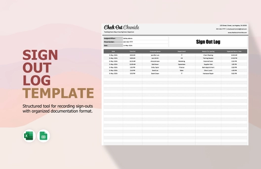Sign Out Log Template