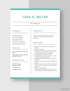 Fire Inspector Resume