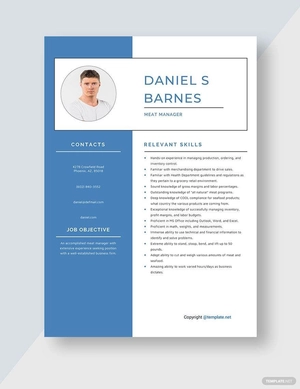 Meat Manager Resume