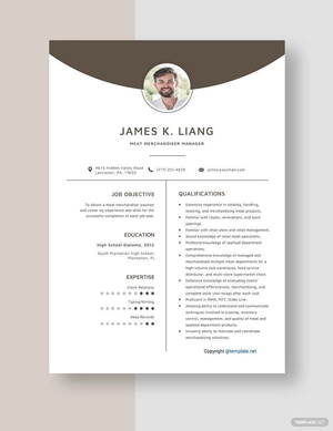 Meat Merchandiser Manager Resume